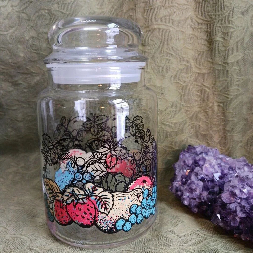 Anchor Hocking Glass Jar Canister Fruit Motif 7